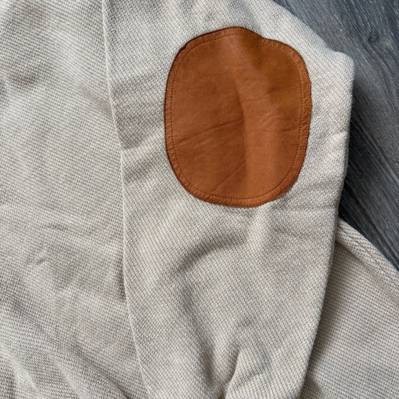 VTG Orvis cream quarter Henley with leather elbow patches - Picture 2 of 4